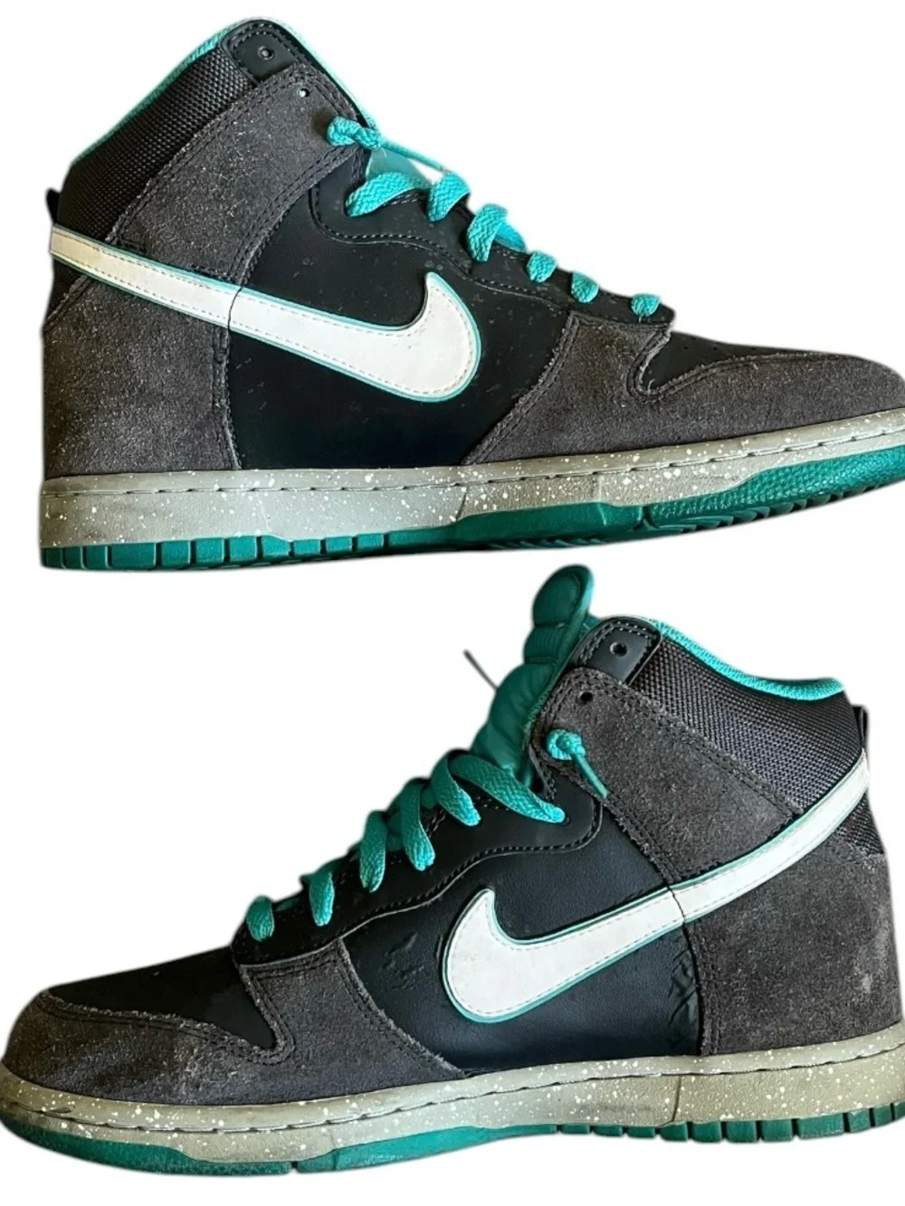 Nike Dunk High Anthracite Turquoise 2012 Sneakers 317982-052‎ Mens Size 9.5